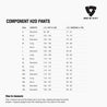 Size chart for REVIT Component 2 Pants