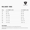 Size chart for REVIT Mile Jacket - Mens